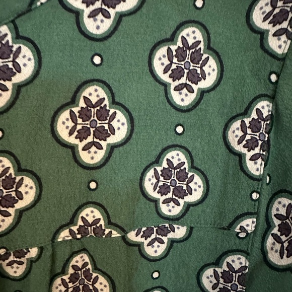 LOFT Green and White Midi Dress Casual Crew Neck Short Sleeve - Picture 3 of 8